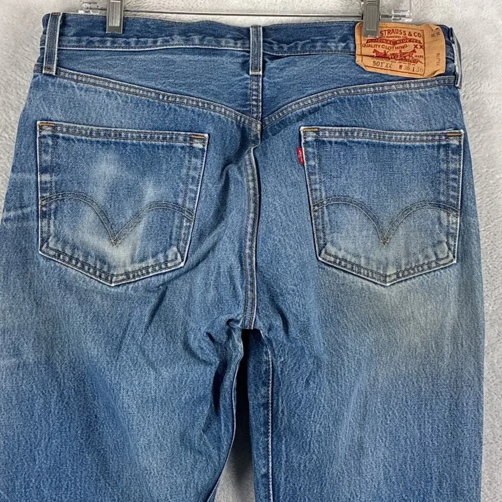 VTG Levis 501 XX Jeans Mens 36x36 (34x34) Faded Whiskered Button Fly Classic